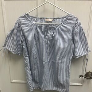 Tory Burch Blue Striped Blouse